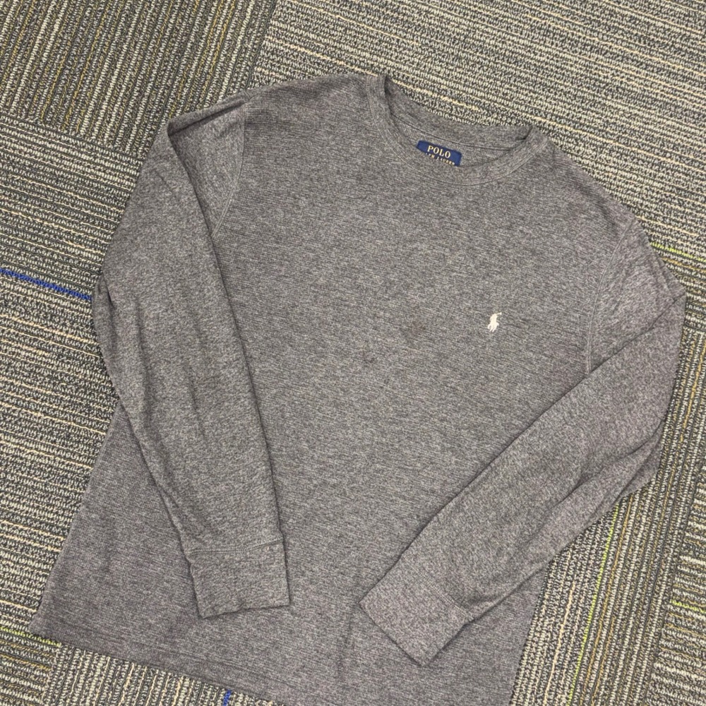 Polo Ralph Lauren Waffle Knit Thermal Shirt Mens XL Grey Excellent Long Sleeve